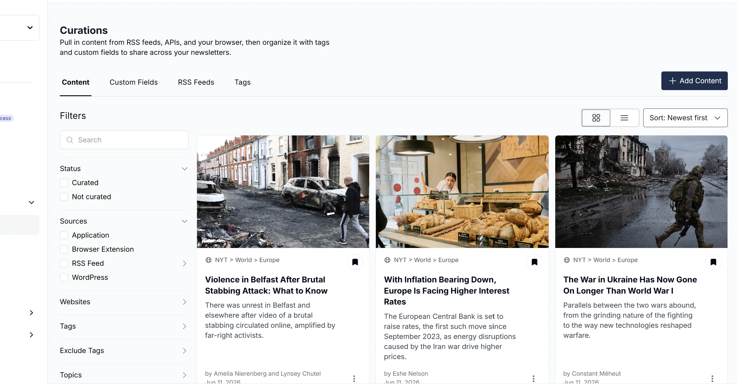 Shared curations library
