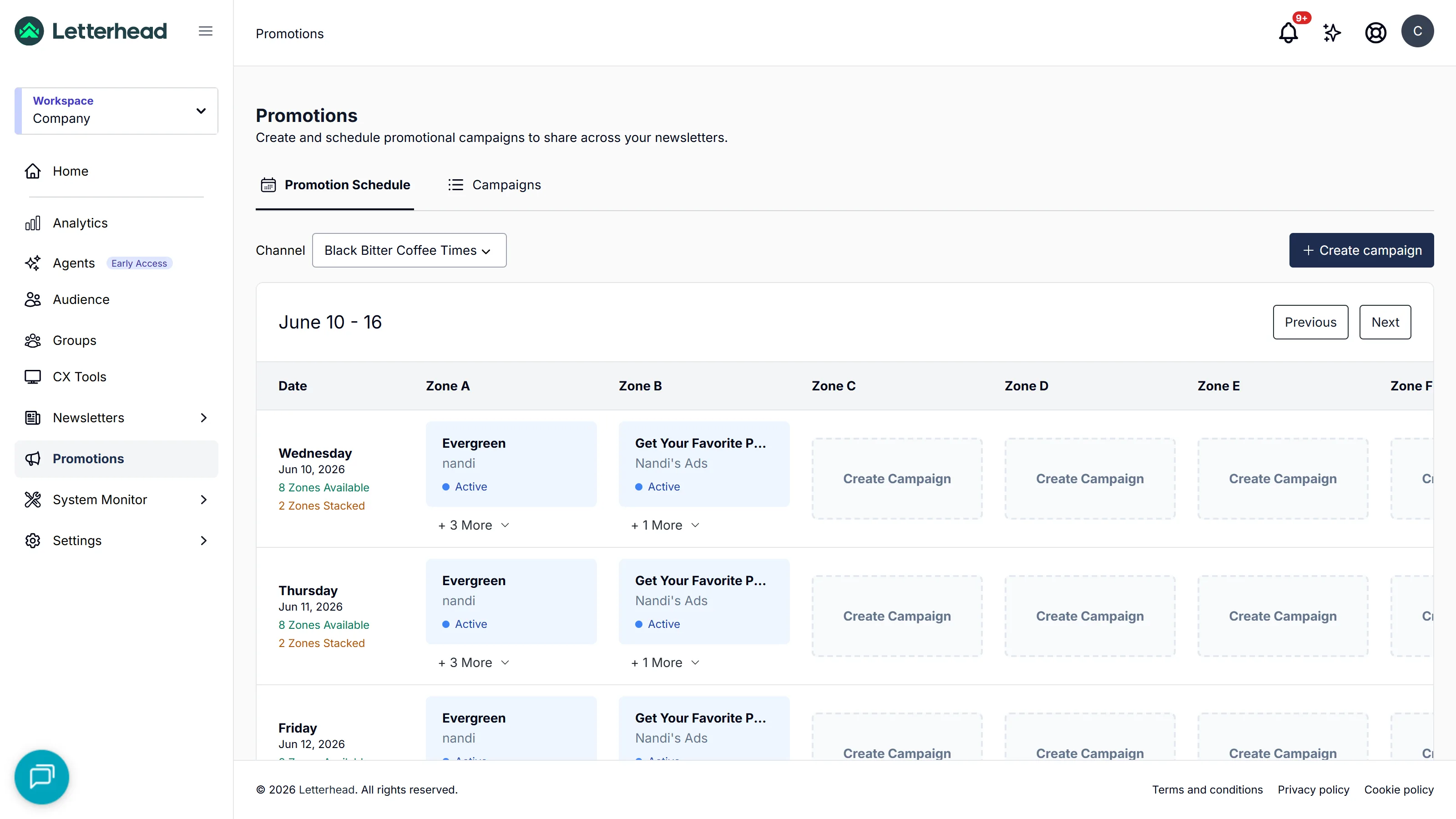 Inventory & calendar view