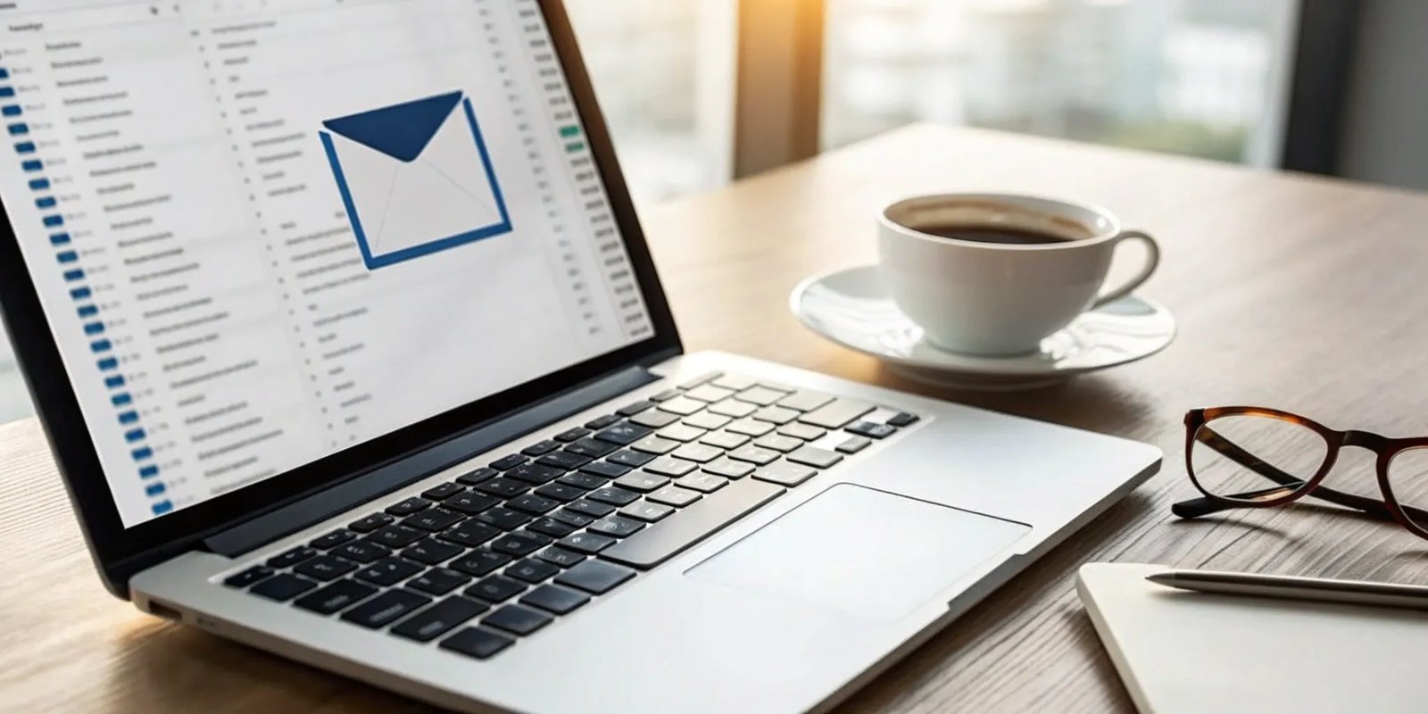 Laptop with an email inbox open, showing how to avoid spam filters for newsletters.