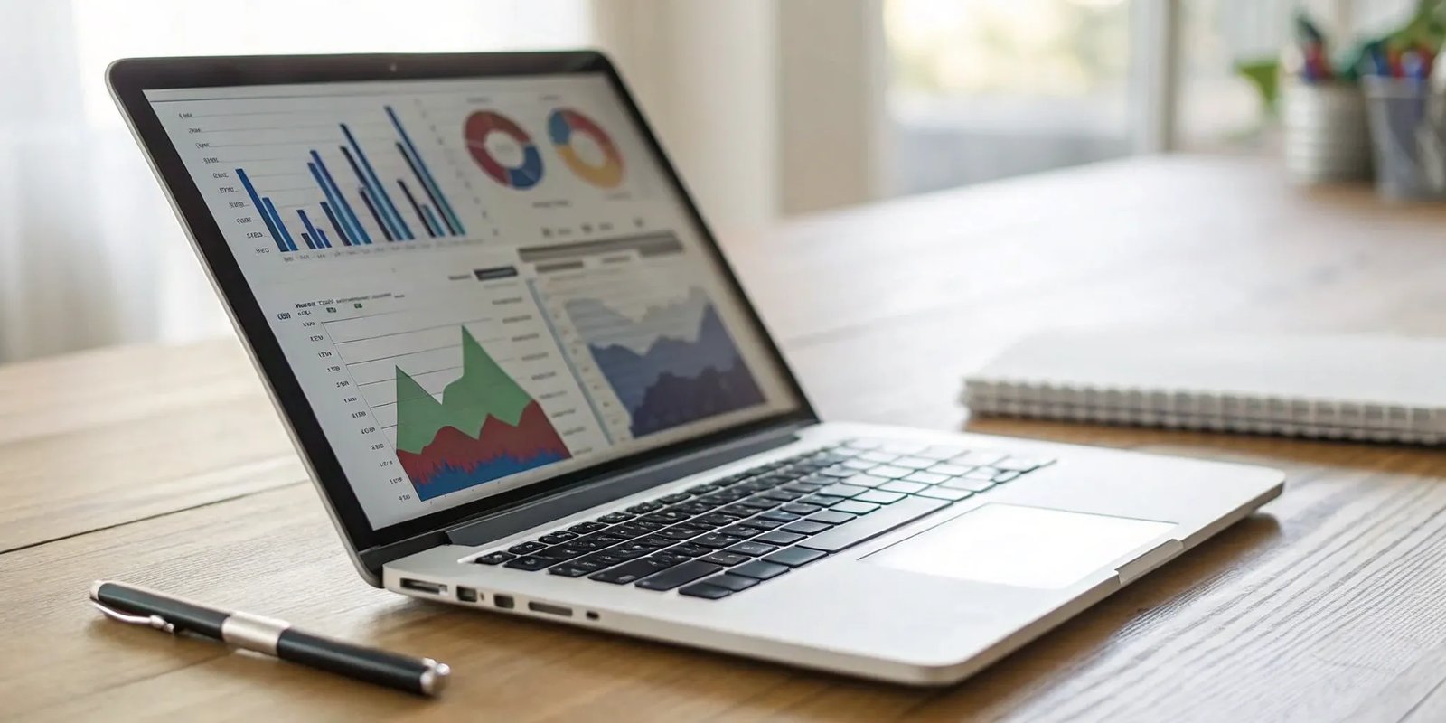 A dashboard on a laptop showing cross-brand newsletter analytics and performance metrics.