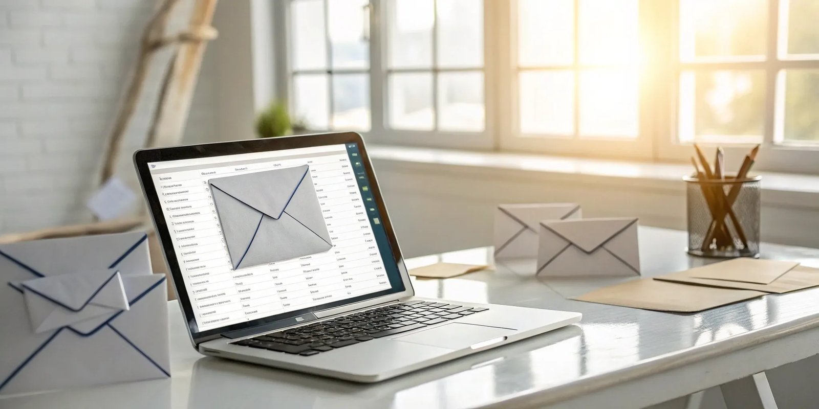 A newsletter in a laptop inbox, showing the result of the best deliverability practices.