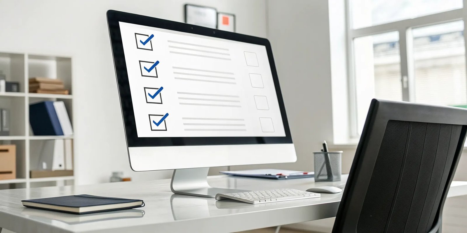 A newsletter preference center checklist on a computer screen helps cut subscriber churn.