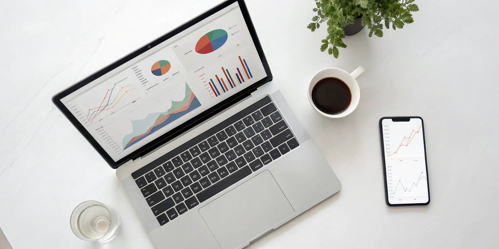 A newsletter ad platform's analytics charts for selling ads on a laptop.